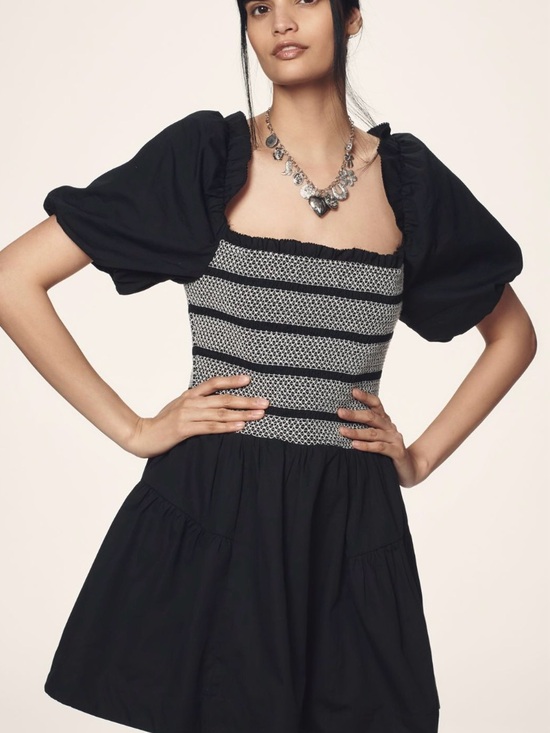 Anthropologie Dresses & Skirts - Anthropologie Black Mini Dress with Smocked Bodice